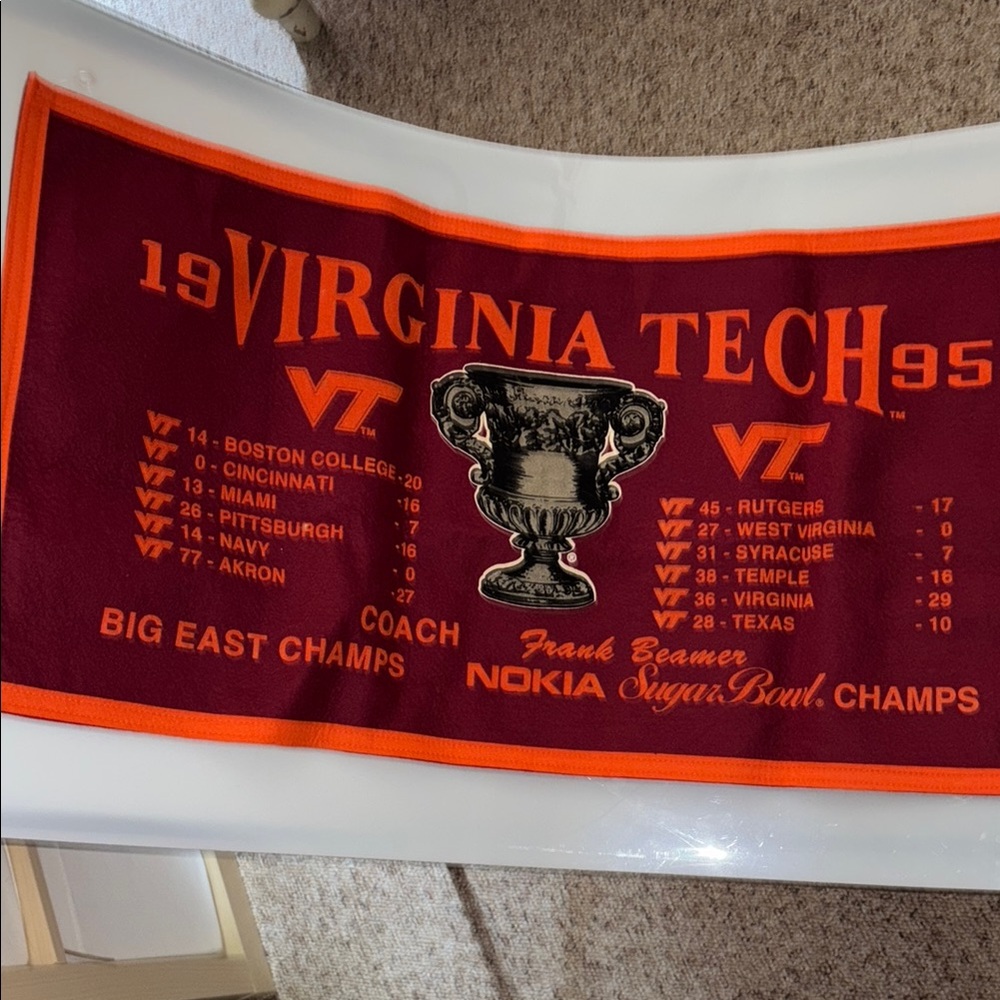 Virginia Tech VT 1995 Lg Wall Banner 18x35” Big East Coast and Sugar Bowl Champs